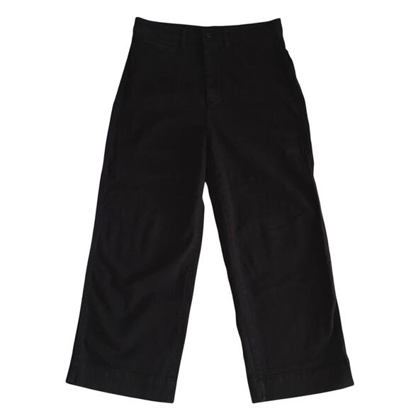 Quince Size 31 Wide Leg Crops Cropped Pants Stretch Black High Waisted Rise - Picture 1 of 5